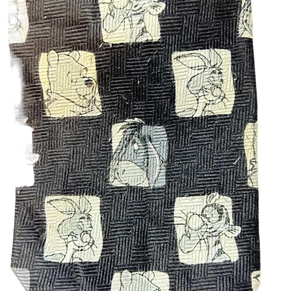 Disney Winnie The Pooh Tigger Eeyore Rabbit Squares Black Necktie - Picture 2 of 7